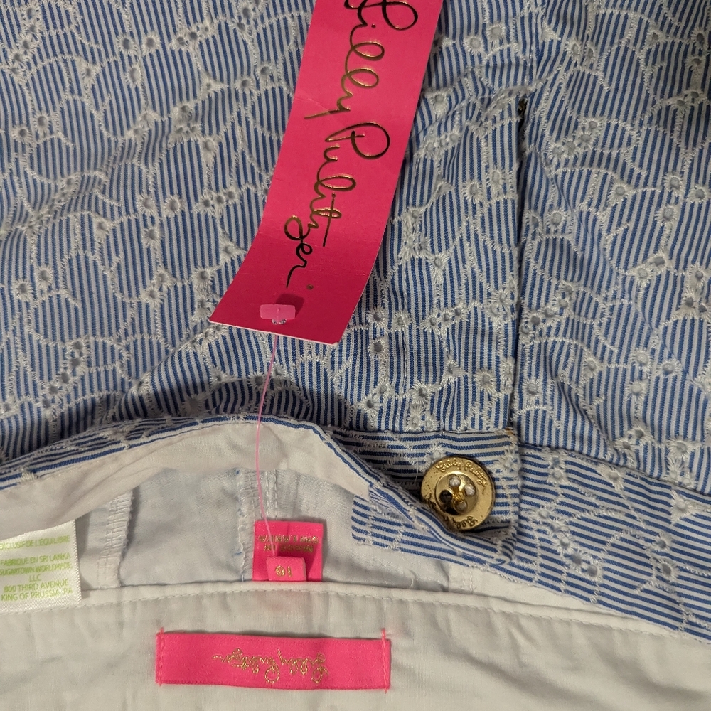 Lilly Pulitzer Shorts - Eyelet Seersucker with Scalloped hem , Size 16 - Picture 3 of 4